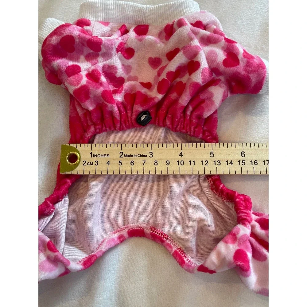 CuteBone Pink Heart Dog Pajamas XS Small Pet Pjs Fleece Sleepwear PJS